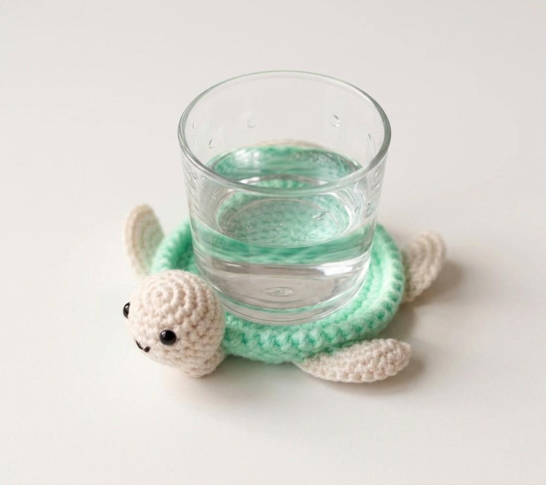 16 Turtle Coaster Crochet Patterns for Cute, Giftable Table Decor 6 Crochet Turtle Coaster Pattern Flipping Coaster Amigurumi