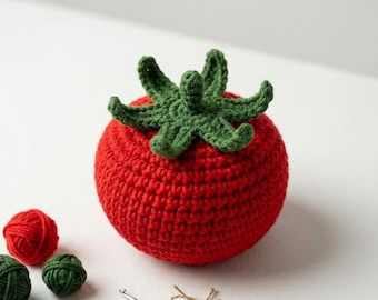 Crochet Tomato Amigurumi Pattern | Amigurumi Vegetable Tutorial with Video Guide | Handmade Crochet Toy Pattern | Beginner Tomato Patterns