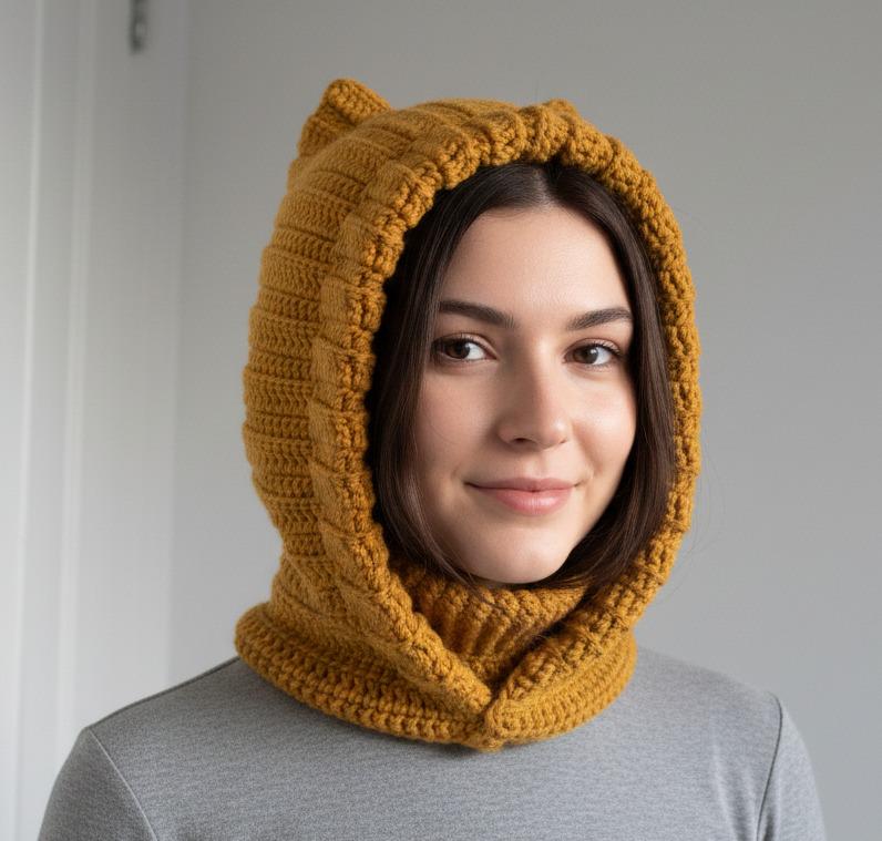 Oversized Turtleneck Hoodie Crochet Pattern