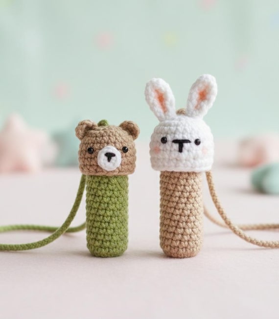 Crochet Lip Balm Holder Pattern | Amigurumi Bear & Bunny Keychain
