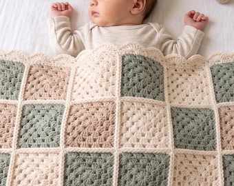 Modèle de couverture bébé au crochet, couverture carrée grand-mère pour débutants (téléchargement PDF)