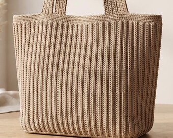 Modèle de sac fourre-tout minimaliste au crochet côtelé, tutoriel pour débutants (téléchargement PDF)