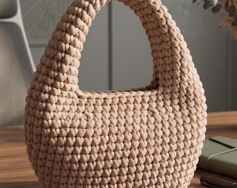 Modèle de sac hobo en forme de croissant au crochet, tutoriel de sac à main minimaliste moderne (téléchargement PDF)
