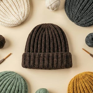 Crochet Ribbed Beanie Pattern | Beginner-Friendly Winter Hat PDF | Instant Download