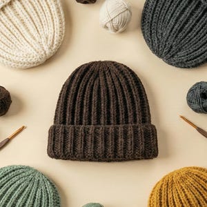 Crochet Ribbed Beanie Pattern | Beginner-Friendly Winter Hat PDF | Instant Download