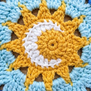Motif au crochet carré grand-mère céleste | Lot Soleil et Lune (PDF numérique)