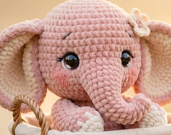 Modèle d'éléphant au crochet facile pour débutants (PDF), peluche amigurumi, décoration de chambre d'enfant