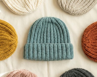 Crochet Ribbed Beanie Pattern | Beginner-Friendly Winter Hat PDF | Instant Download