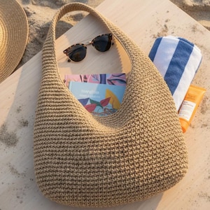 Sac hobo tissé croissant, motif crocheté, sac à bandoulière pour débutant (téléchargement PDF)