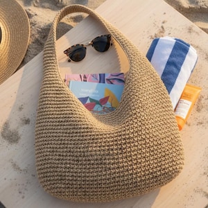 Woven Crescent Hobo Bag Crochet Pattern, Beginner Shoulder Bag (PDF Download)