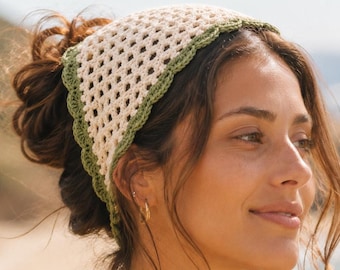Modèle de bandana au crochet pour débutants | Foulard style grand-mère (Téléchargement PDF)