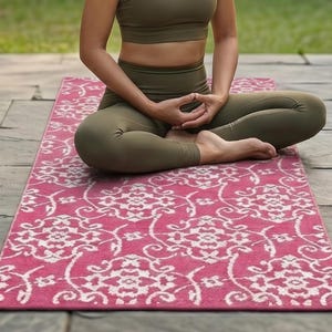 Esterilla de yoga de algodón tejida a mano – Ecológica, antideslizante, lavable y con correa de transporte (60 x 180 cm)