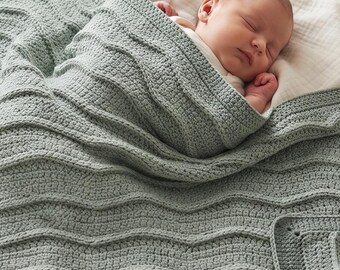 Modèle de couverture bébé au crochet | Cadre ondulé doux, design moderne (Téléchargement PDF)