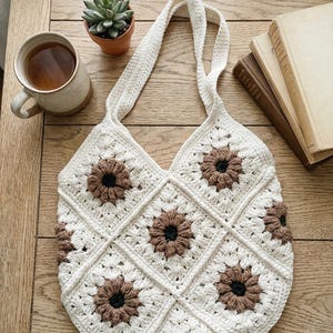 Handmade Crochet Granny Square Bag – Boho Floral Cotton Shoulder Purse image 6