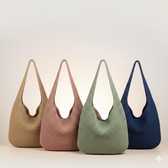Crochet Crescent Hobo Bag Pattern | Beginner Woven Shoulder Bag (PDF Download)