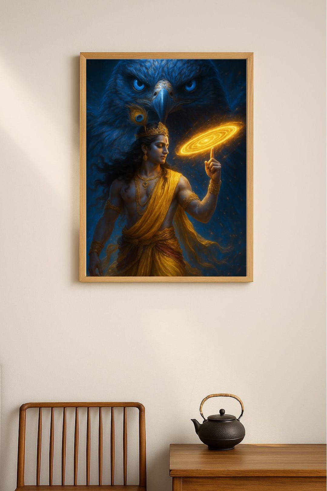 Lord Krishna Art Print | Sudarshan Chakra, Garuda (digital Download ...