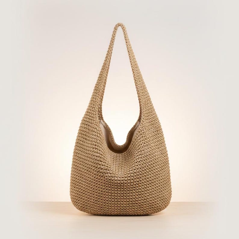 Crochet Crescent Hobo Bag Pattern | Beginner Woven Shoulder Bag (PDF Download) image 4