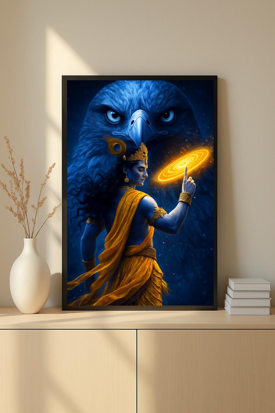 Lord Krishna Art Print | Sudarshan Chakra, Garuda (digital Download) - Etsy