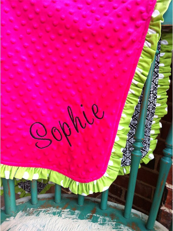 Items similar to Soft Minky Baby Blanket with Ruffle on Etsy