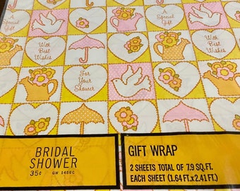 vintage bridal shower gift wrap, NOS