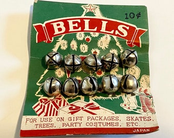 vintage Christmas bells, set of 10 bells, NOS