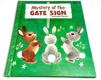 vintage 1958 Mystery of the Gate Sign children's book, Margaret Friskey, Childrens Press, vintage school book