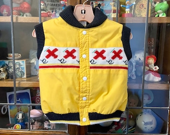 vintage boys puffy jacket vest, 18 months, airplanes