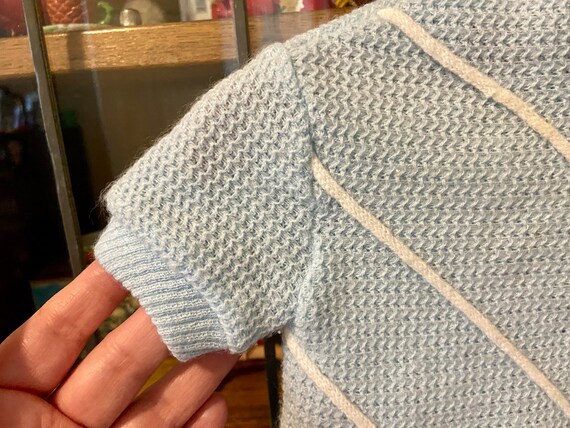 vintage baby sweater, baby blue, white piping, ne… - image 3