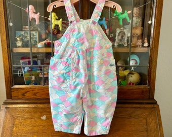 vintage Lacoste baby girl overalls, sailboats, 12 months