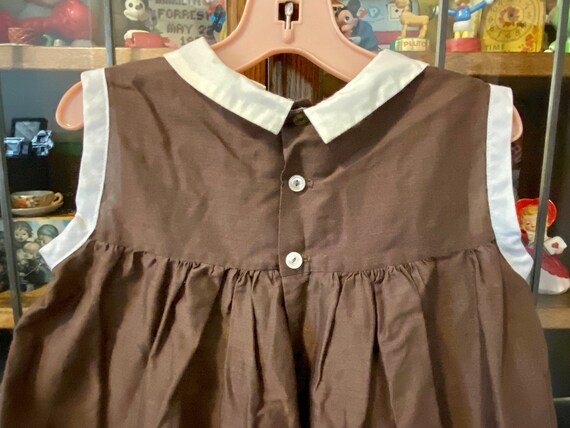 vintage coffee brown hand smocked girls dress, Po… - image 6