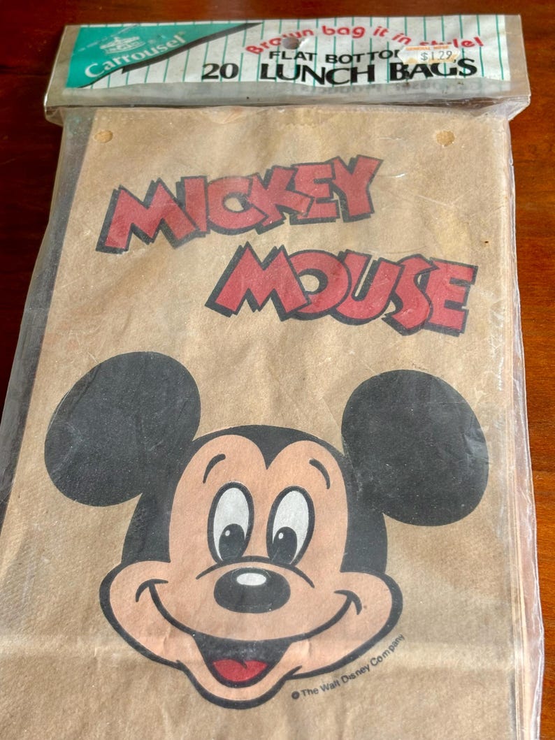 vintage Mickey Mouse brown lunch bags, NOS, set of 20, Carrousel, Walt Disney Company bild 3