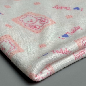 vintage teddy bear fabric scrap, baby pink, very soft, i love teddy
