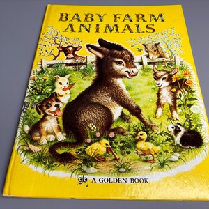 vintage Baby Farm Animals book, large size, hardcover, 1973, Golden Press, Western Publishing