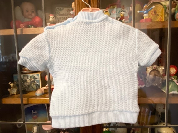 vintage baby sweater, baby blue, white piping, ne… - image 2