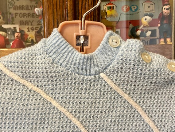 vintage baby sweater, baby blue, white piping, ne… - image 5