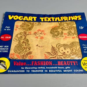 vintage Vogart texilprints #457, hot iron transfers, playful bears