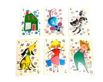 vintage The House That Jack Built card game, Arrco Playing Card Co, children's card game