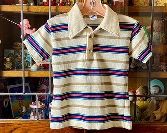 vintage Rob Roy boys collared shirt, size 6, boys striped polo