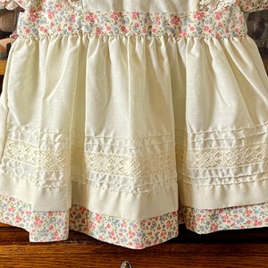 vintage girls dress, floral dress with ivory apron like design, lace and pintuck details, 3T image 4