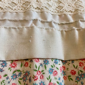 vintage girls dress, floral dress with ivory apron like design, lace and pintuck details, 3T image 7