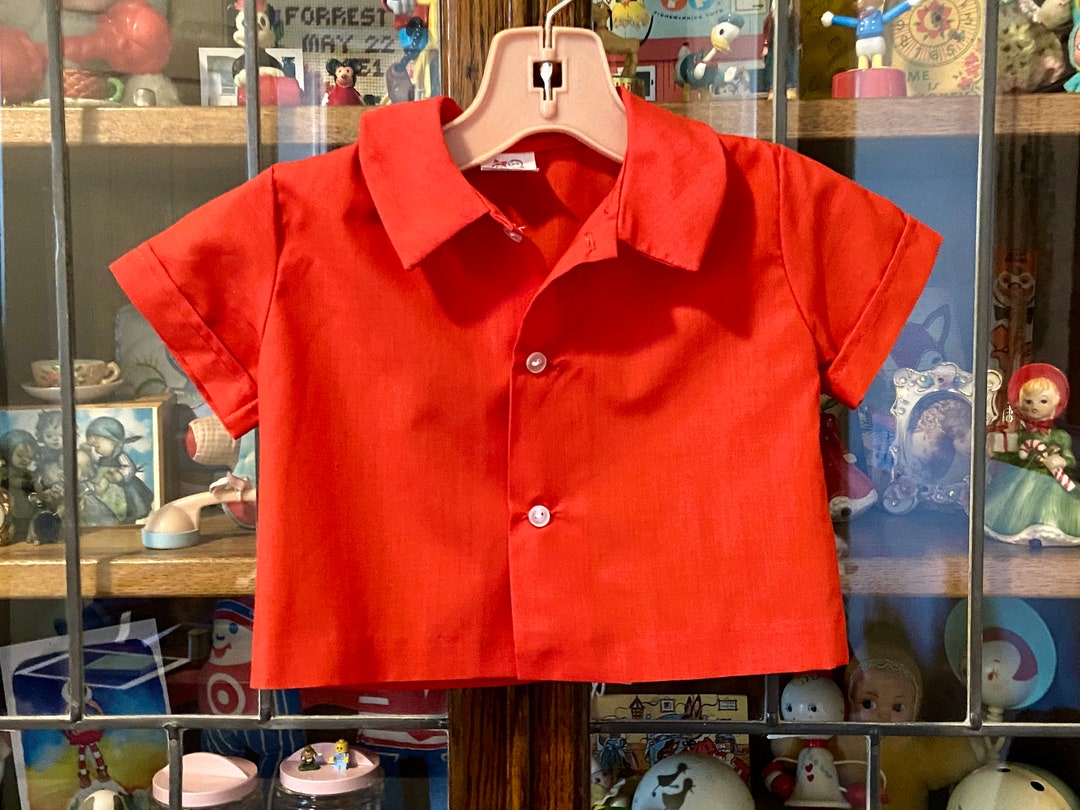 Vintage Baby Boy Red Dress Shirt, Dapper Valentines Day Shirt, 3 Months