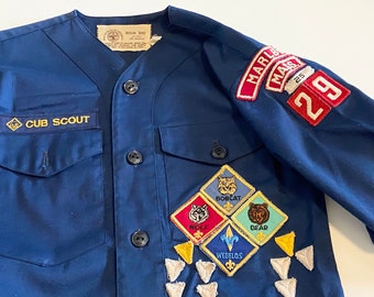 vintage Cub Scout uniform shirt, Boy Scouts Of America, Marlboro Massachusetts
