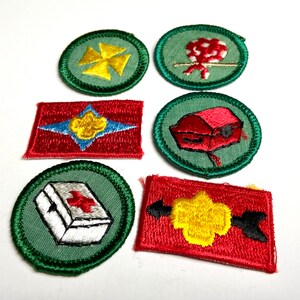 vintage 1960s 1970s Junior Girl Scout badges, set of 6, NOS unused, Girl Scout patches image 2