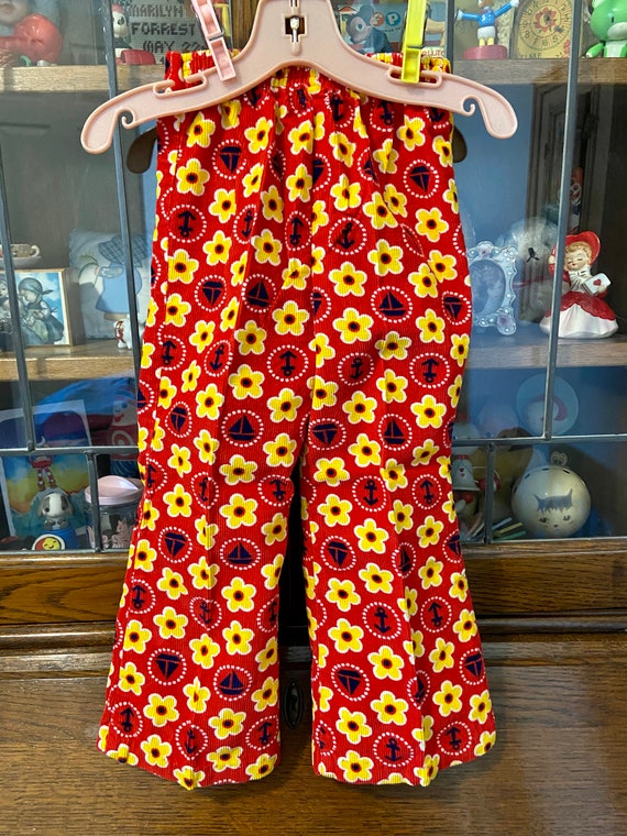 vintage little girls red corduroy sailor pants, 3T - image 5