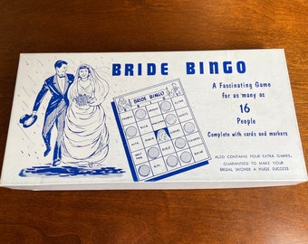 vintage Bride Bingo, bridal shower games, 1957 Leister Game Co