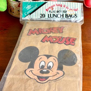 vintage Mickey Mouse brown lunch bags, NOS, set of 20, Carrousel, Walt Disney Company bild 1