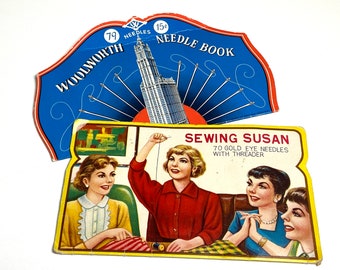 vintage sewing needles, Sewing Susan - Japan, Woolworth Needle Book - Germany, used incomplete sets