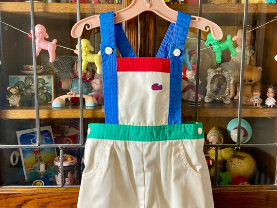 vintage Izod Lacoste girls overalls, 3T, multicol… - image 1