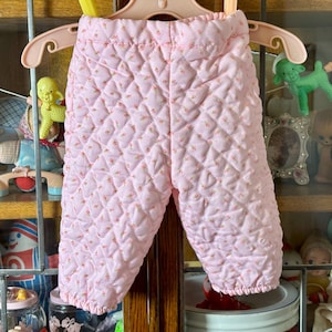 vintage baby girl quilted pants, 0-6 months, baby pink with rosebuds, infant