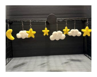 Felt Cage Charms (Cloud/Star/Moon) | Clip-On Critter Nation Decor | Rat Cage Accessories